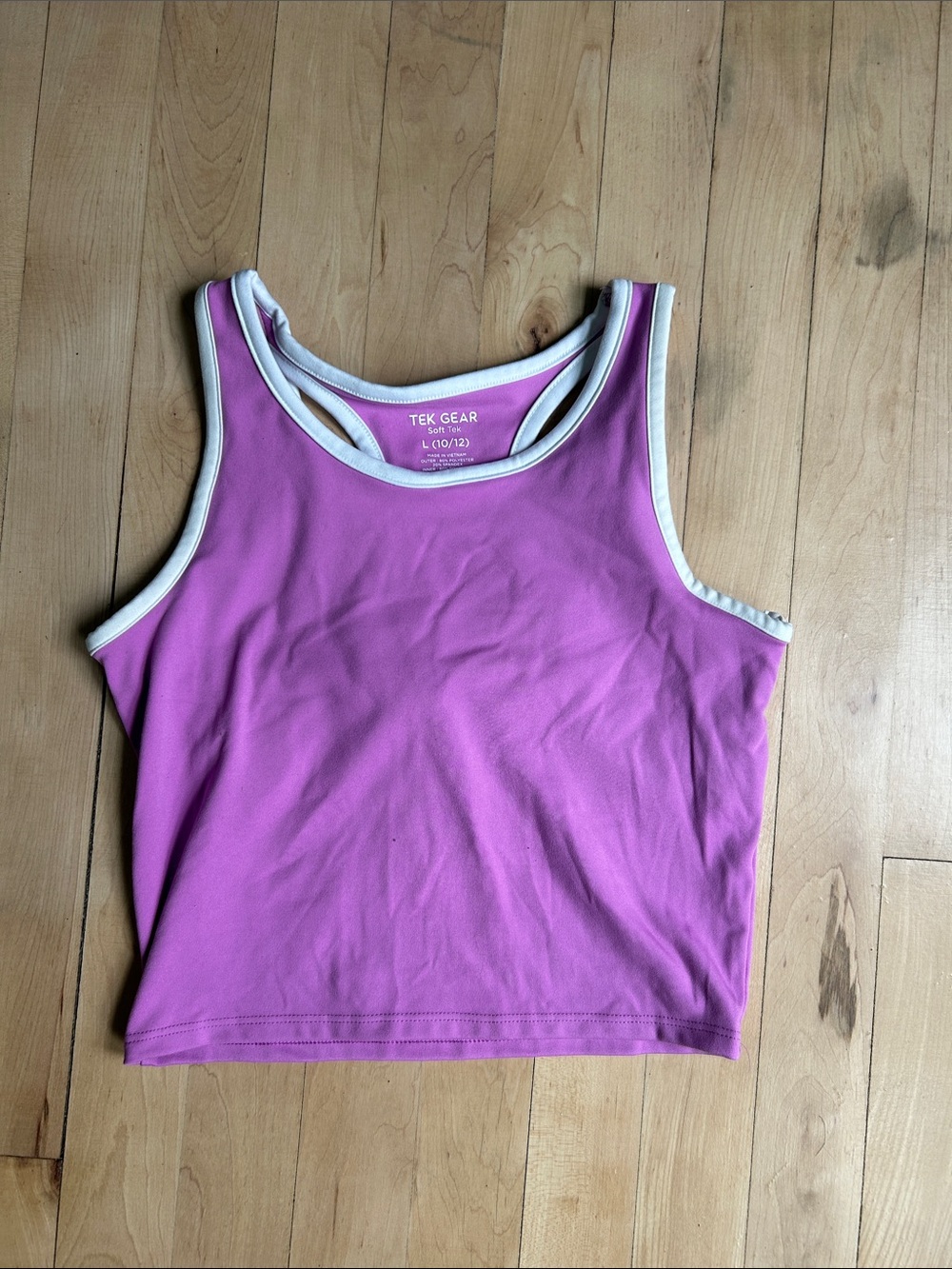 tek gear Junior purple-pink athletic tank with white trim